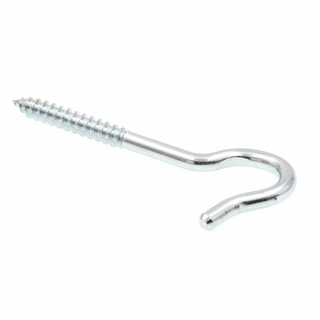 Prime-Line Round Bend Screw Hooks, 1/4 in. X 4-1/8 in., Zinc Plated Steel, 10PK 9068359